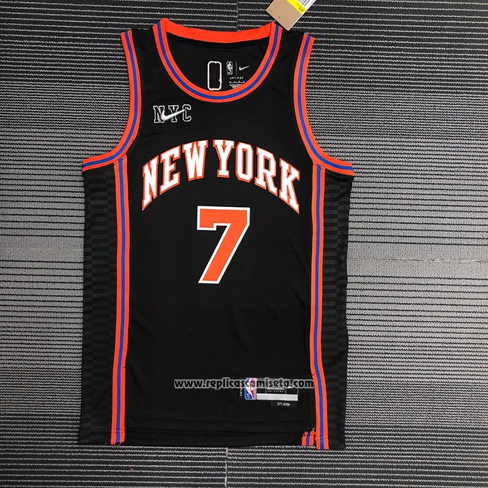 Camiseta New York Knicks Carmelo Anthony #7 Ciudad 2021-22 Negro
